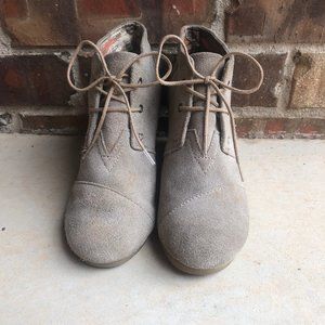 Toms Desert Taupe Suede Women's Wedge Ankle Boots